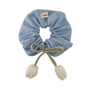 Chouchou Tulipe bleu dragée .