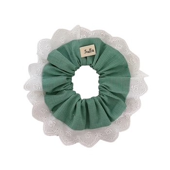 Chouchou dentelle vichy menthe