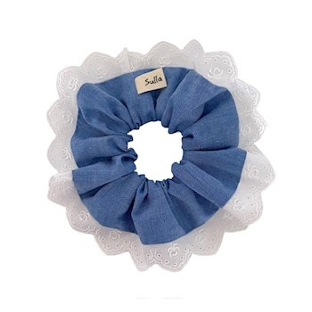 Chouchou dentelle aspect jeans