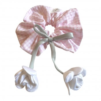 Chouchou fleurs vichy rose...