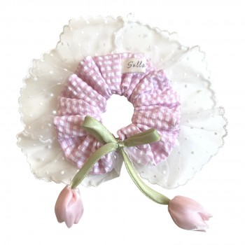 Chouchou vichy rose bonbon...