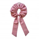 Chouchou noeud long rose