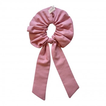Chouchou noeud long rose