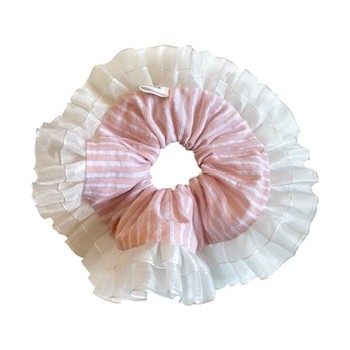Chouchou rayé lurex dentelle